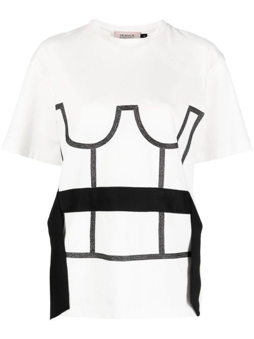 Trompe l'oeil corset T-shirt - White