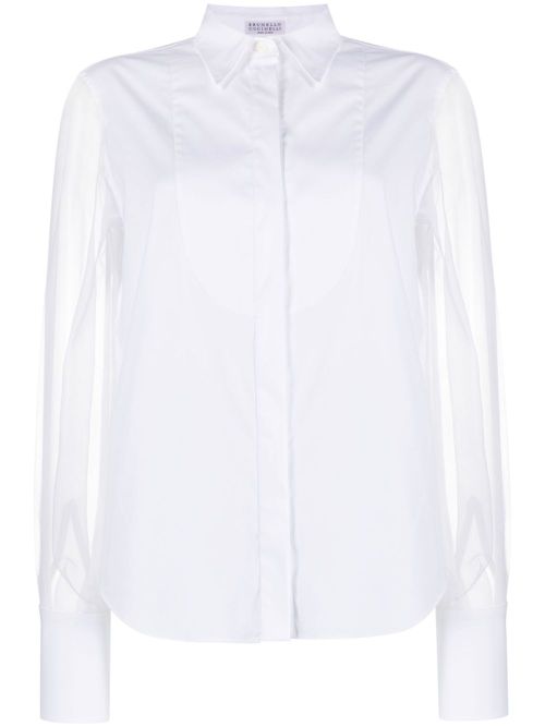 Monili-embellished long-sleeve shirt - White
