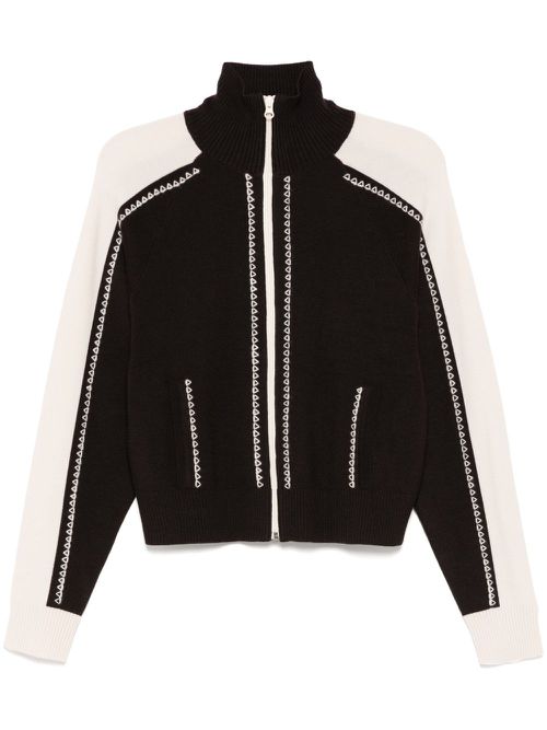 Embroidered Knitted track jacket - Brown