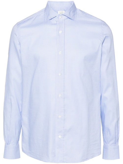 Gingham-pattern cotton shirt - Blue