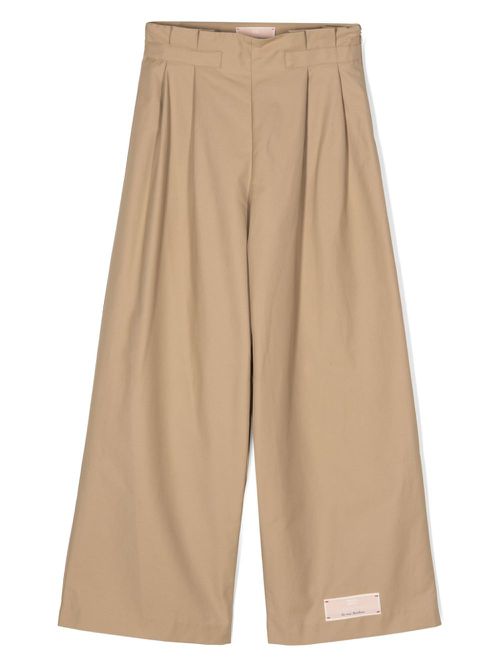 Pleat-detail wide-leg trousers - Neutrals