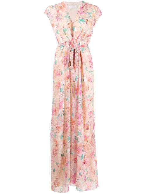 Floral print V-neck maxi dress - Pink