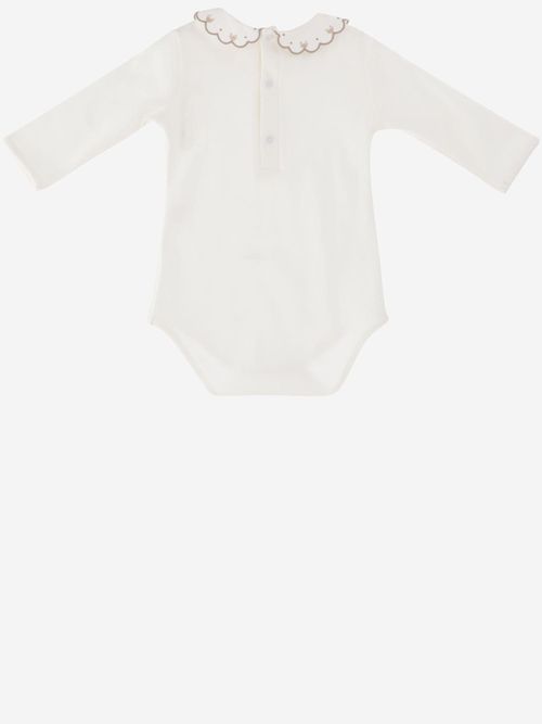 Embroidered Collar Bodysuit — White