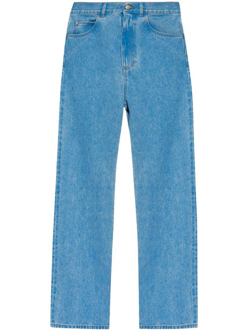 Logo-patch cotton jeans - Blue