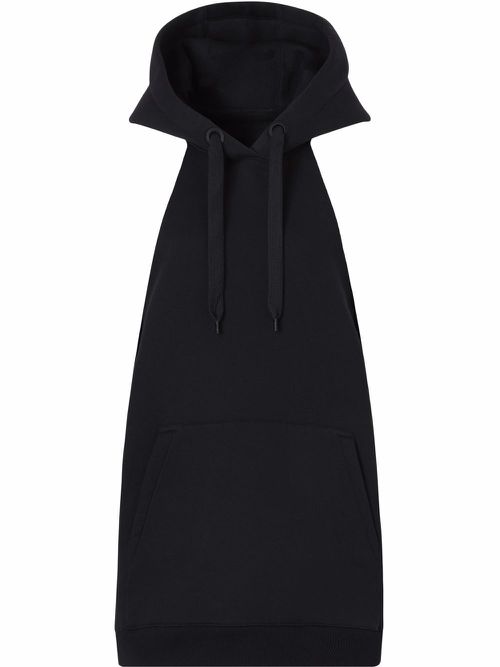 Location-print sleeveless cotton hoodie - Black