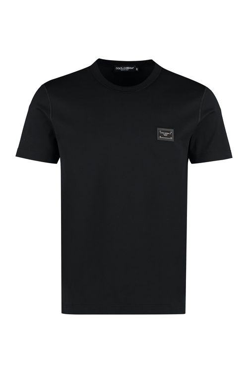 Cotton T-shirt with Logo Plaque