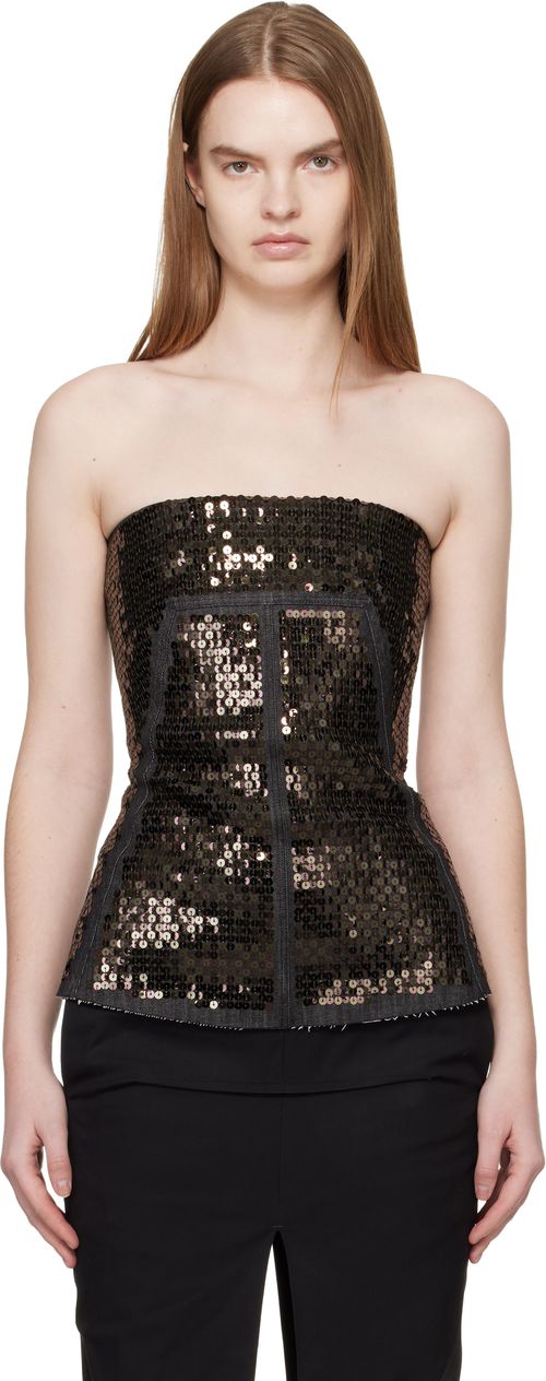 Black Temple Bustier Top