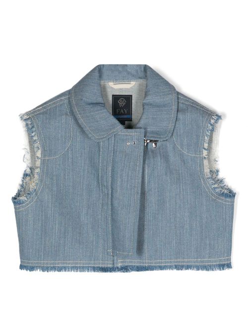 Frayed-detail denim gilet - Blue