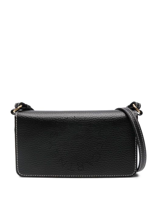 Logo-perforated crossbody bag - Black