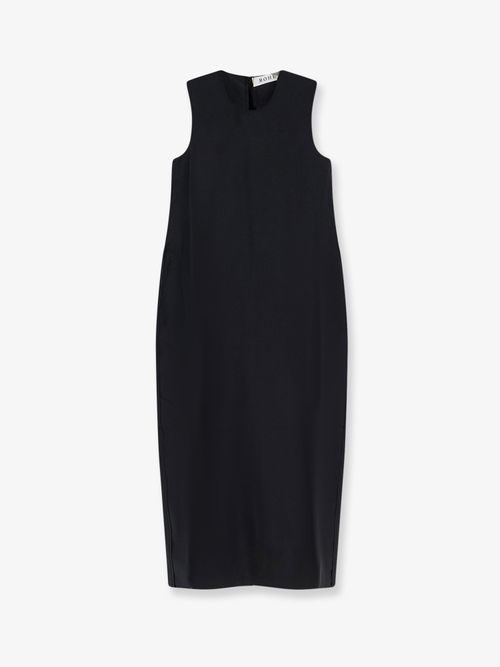 Linen-Silk Blend Dress — Black
