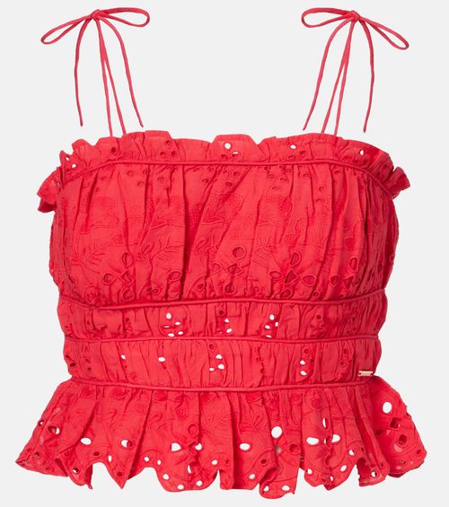 Broderie anglaise cropped cotton top