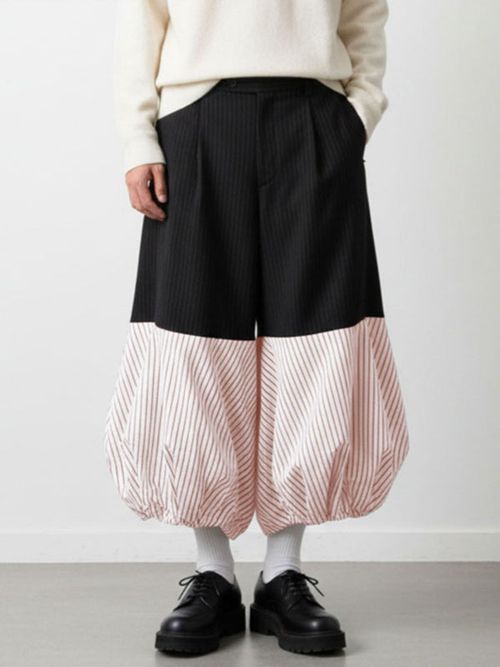Men's Striped Color Block Lantern Pant SKUL37663 - Red / S