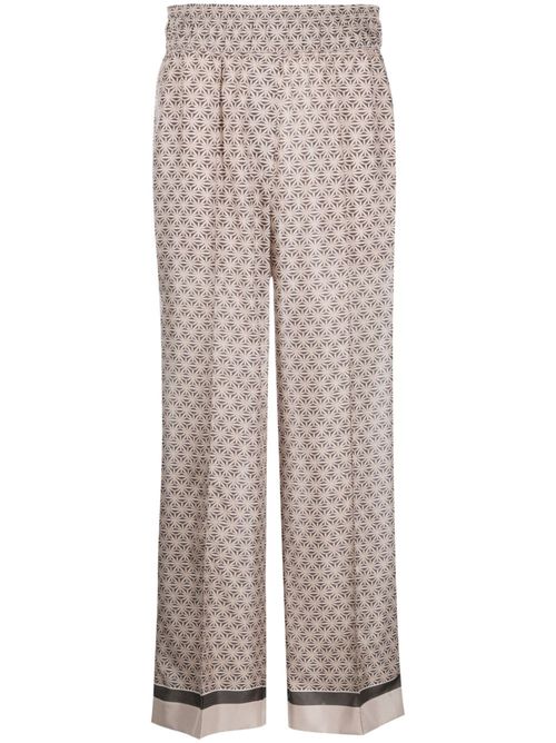Printed cropped wide-leg trousers - Neutrals