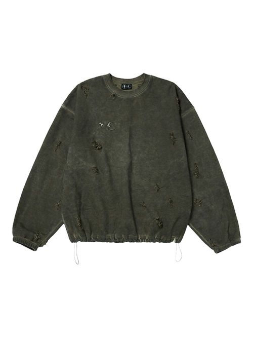 THUG CLUB distressed-effect sweatshirt - Green