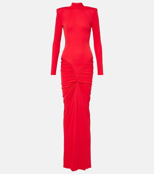 Darja ruched high-neck gown
