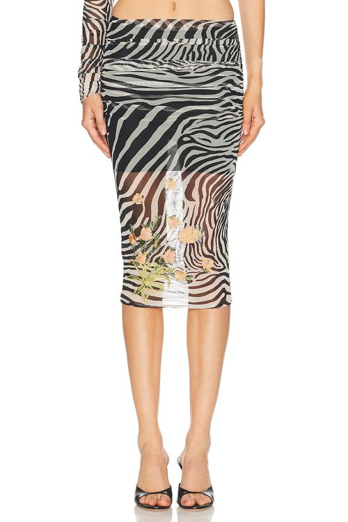 Blumarine Midi Skirt in Natural White & Black - Black,White. 42 also in