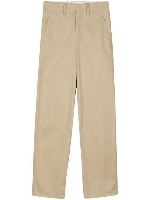 High-rise straight-leg cotton trousers - Neutrals
