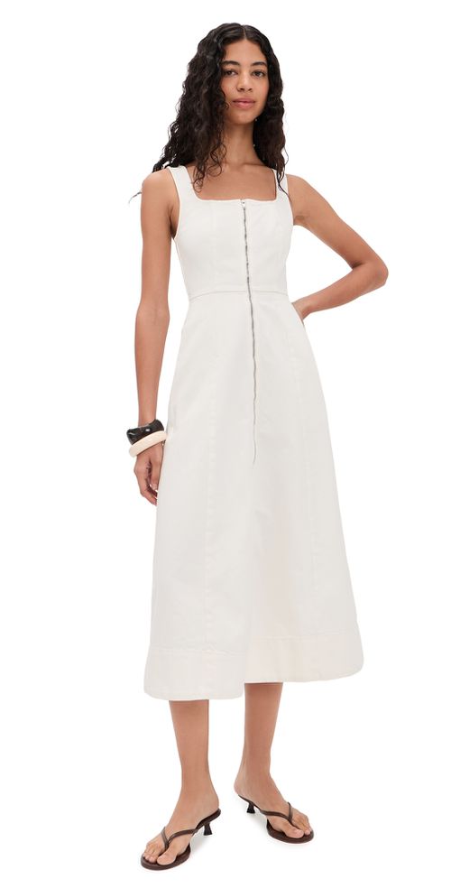 Paisley Denim Midi Dress Ecru