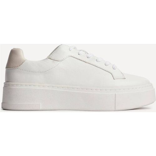 Linzi Women's Jersey White Faux Leather Lace Up Flatform Trainers | : 5/Standard Fit
