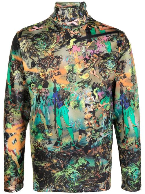 Graphic print high neck top - Multicolour