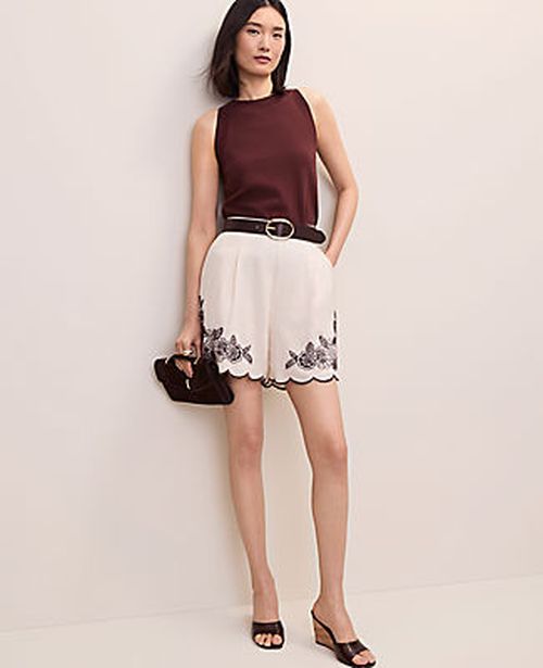 Ann Taylor The Embroidered Side Zip Short