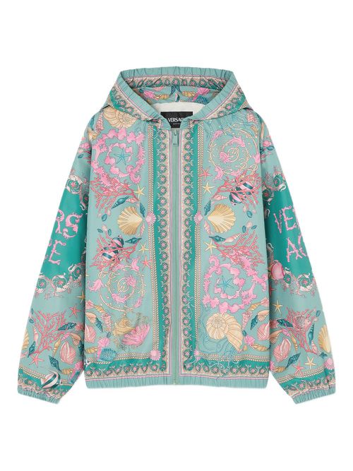 Versace Kids Underwater Barocco hooded jacket - Green