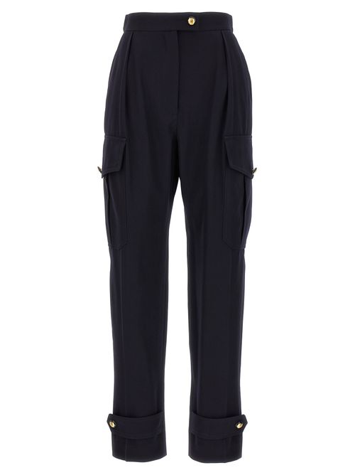 Wool-Cotton Blend Cargo Pants — Navy