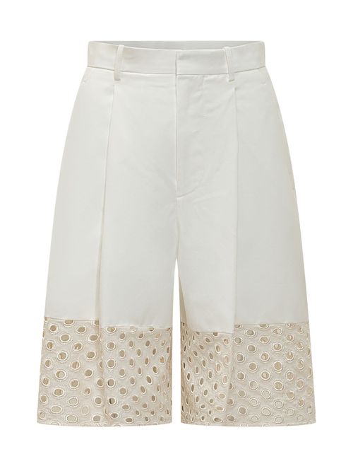 White Embroidered Shorts