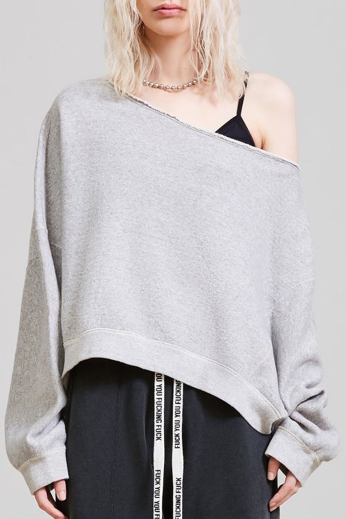 R13 Off Shoulder Patti Sweatshirt - Heather Grey / M