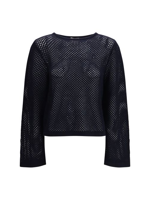 Perforated Boatneck Sweater — Black