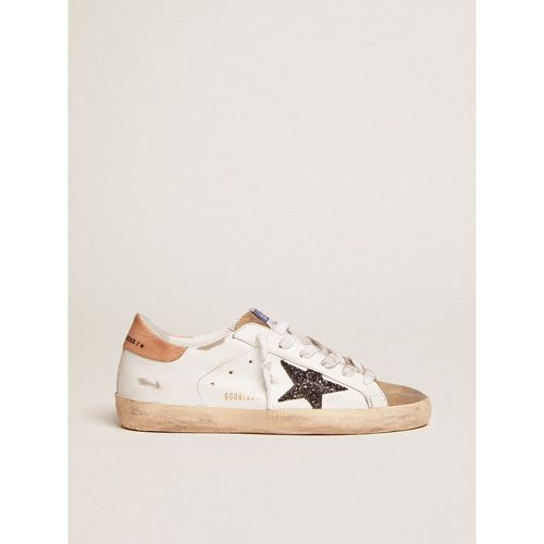 Golden Goose - Women's Super-star With Black Glitter Star And Pink Heel Tab, Woman