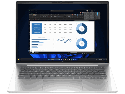 HP ProBook 4 G1i 14 inch Laptop AI PC, Silver + Poly Blackwire 3220 Stereo USB-C Headset +USB-C/A Adapter