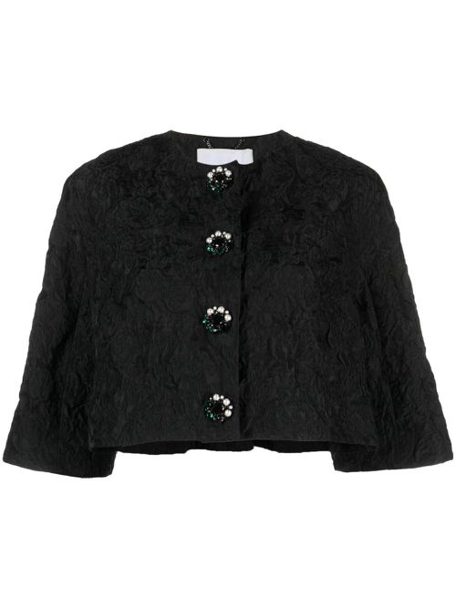 Textured cropped jacket - Black