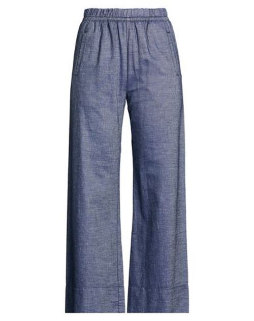 Woman Pants Blue Size 26 Cotton, Lyocell, Linen, Elastane