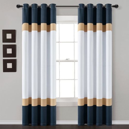 "Alexander Color Block Light Filtering Window Curtain Panel Set