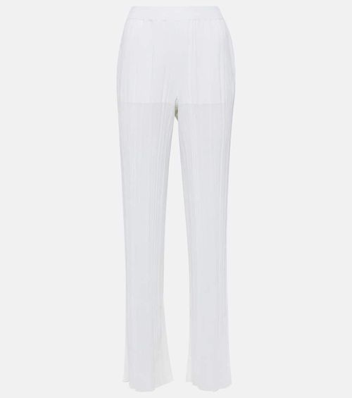 Pleated knit straight pants
