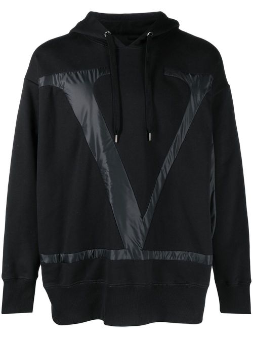 Logo-detail drawstring hoodie - Black