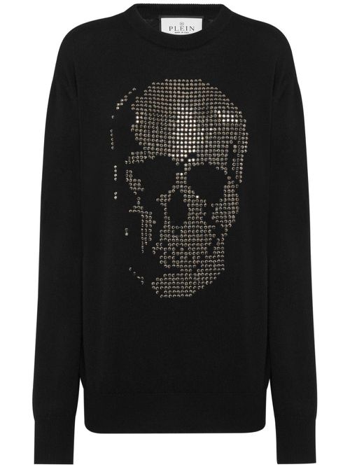 Skull-motif crystal-embellished sweatshirt - Black