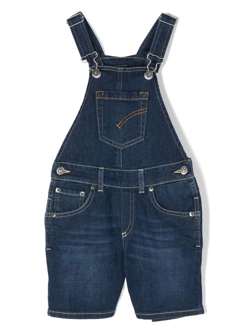Logo-patch denim dungarees - Blue