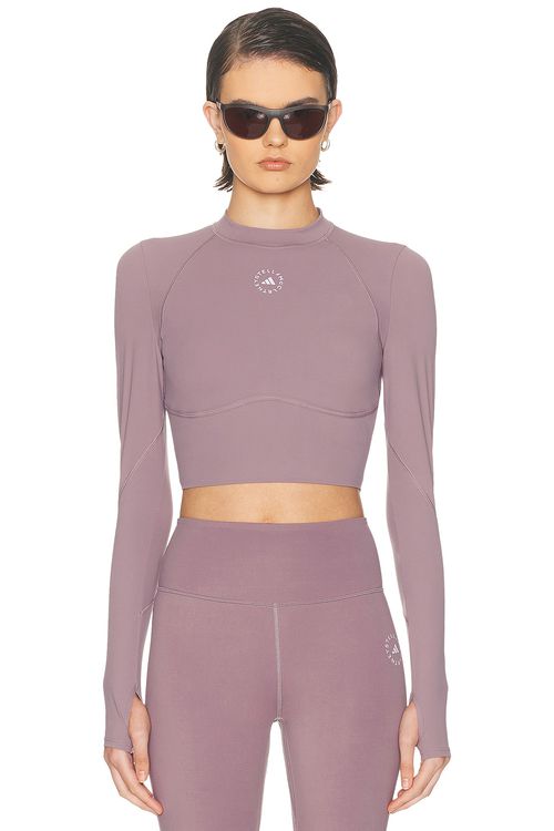 Adidas by Stella McCartney Long Sleeve Cropped Top in Legacy Purple - Purple. L also in M