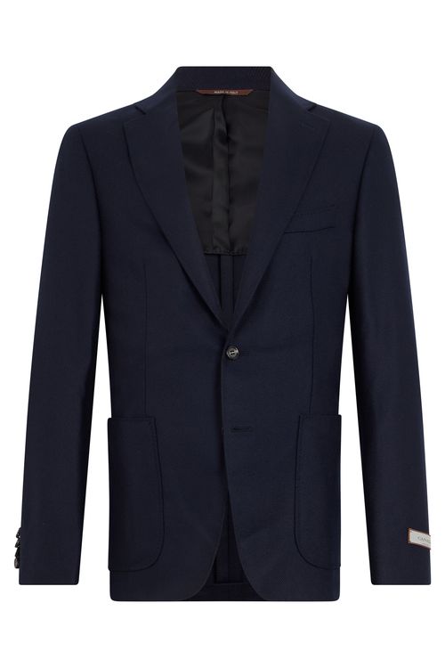 Single-Breasted Wool-Silk Jacket with Lance Collar