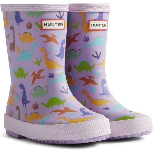 Hunter Kids Dinosaur Boot Rubber Purple Dinosaur Wellington Boot