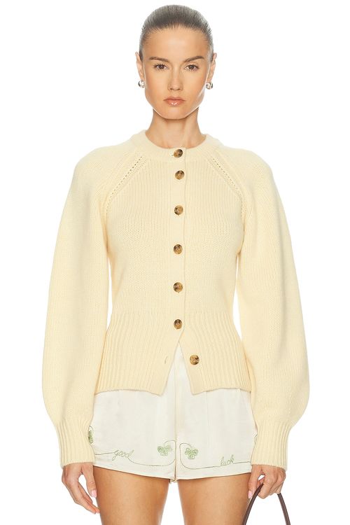 Guest In Residence Sculpted Cardigan in Lemon