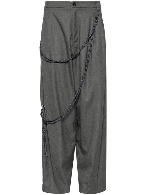 Chain adorned wide-leg trousers - Green