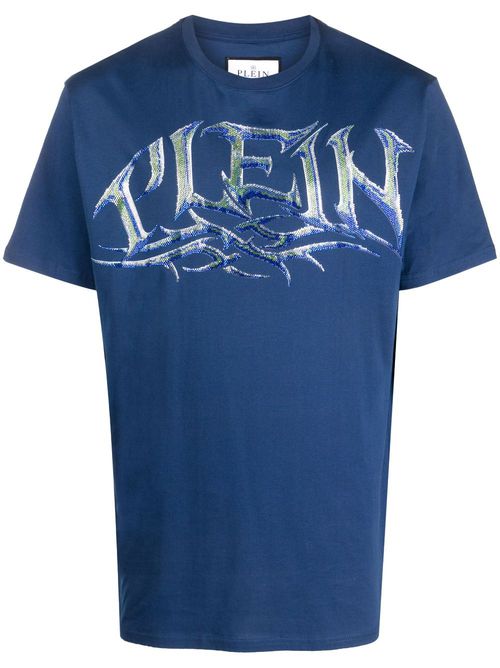 Logo-print short-sleeved T-shirt - Blue