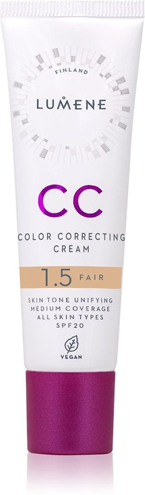Lumene Color Correcting CC cream for uniform color SPF 20 color 1.5 Fair 30 ml