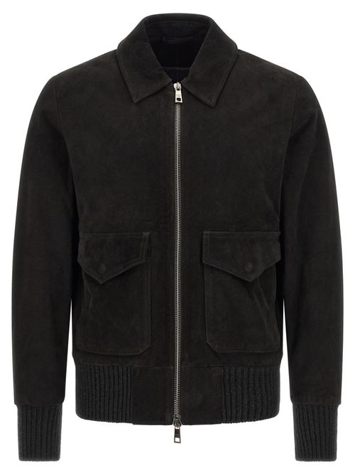 Black Solid Shirt Collar Jacket