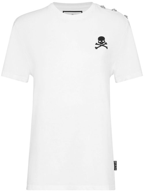 Skull-embellished cotton T-shirt - White