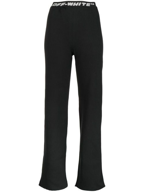 Logo-waistband straight-leg trousers - Black