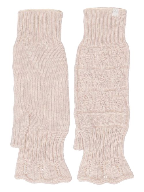 Off White Knitted Fingerless Gloves